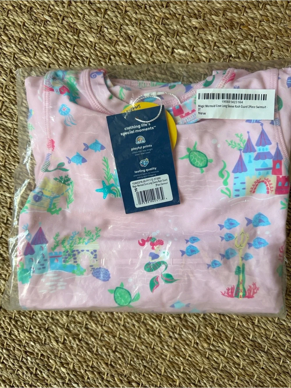 Ruffle Butts Pink Mermaid & Sea Life Kids Swim Rashguard